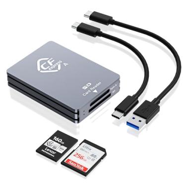 Imagem de CFexpress Leitor de cartão tipo A/SD Dual Slot USB-C, 10Gbps USB 3.2 Gen 2, compatível com cartão CFexpress tipo A/SD, adaptador de alumínio