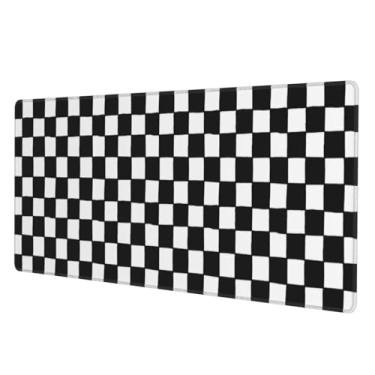 Imagem de Mouse pad xadrez preto e branco para jogos, tapete de mouse grande para tapete de mesa 2GG mousepad, teclado grande, acessórios de mesa de escritório, decoração