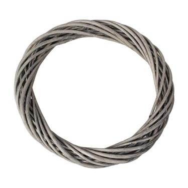 Imagem de Kokiya Guirlanda de vime faça você mesmo, ornamento pendurado, 12" tecido, artesanato, guirlanda artificial para casa de fazenda, outono, feriado, natal, Cinza