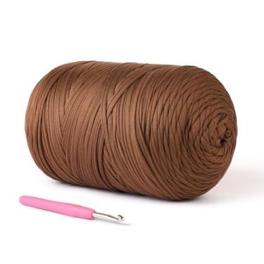 Imagem de Fio de camiseta (800 g/228 jardas), fio de crochê macio para artesanato e faça você mesmo, tecido de crochê/bolsa/cesta/porta-copos, tecido elástico 100% poliéster, fio grosso grosso para crochê