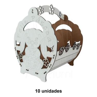Imagem de 10 Cesta G Páscoa Mdf Branco Ifood Presente Chocolate Ovo - Madelumi