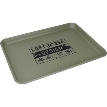 Imagem de BANDEJA DECORATIVA PARA SERVIR HOME&CO METAL 3x51x36cm CINZA