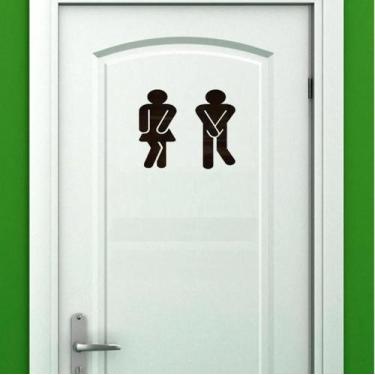 Imagem de Placa Banheiro Divertida Xixi Masculino E Feminino Preto - MRC