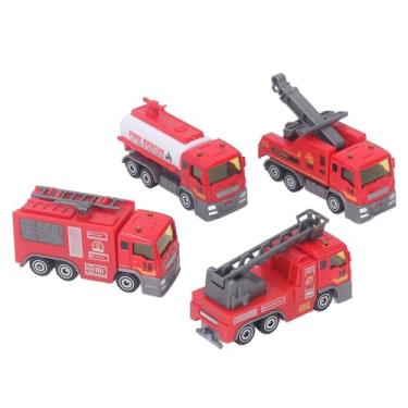 Imagem de Conjunto de Brinquedos de Caminhão de Bombeiros 4 Unidades 1:32 Com Carro Retrátil de Alta Simulação, Modelo de Caminhão Educacional para Crianças