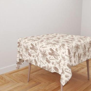 Imagem de Toalha De Mesa Quadrada 4 Lugares Tecido Oxford Flores Elegantes Natal