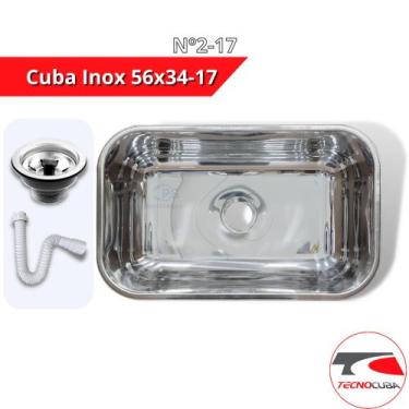 Imagem de Cuba Inox 430 pia cozinha  N2 Extra Funda 56x34x17 + Válvula + Sifão -