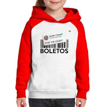 Imagem de Moletom Infantil Stop the Count Boletos - Foca na Moda, Branco, Vermel