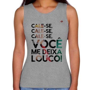 Imagem de Regata Feminina Cale-se, você me deixa louco! - Foca na Moda, Cinza, M