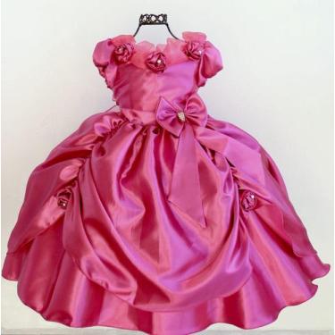 Imagem de Vestido de festa infantil Princesa Luxo Aurora Barbie - ping, Pink, 2