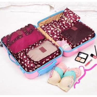 Imagem de Kit com 6 Peças Organizador Necessaire De Mala Bolsa Para Viagem Estam