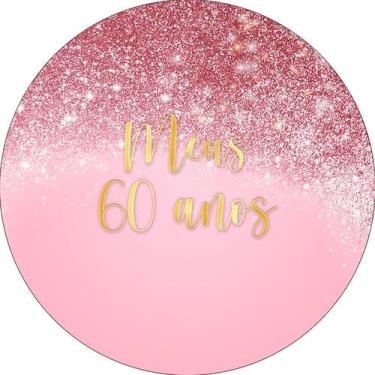 Imagem de Painel De Festa Redondo 1,50x1,50 - Efeito Glitter Rose Meus 60 Anos 0