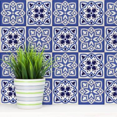 Imagem de Adesivo de Azulejo para Cozinha Azul Vila Real 10x10 100un - Quartinho