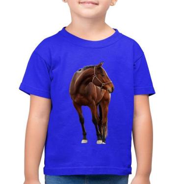 Imagem de Camiseta Algodão Infantil Cavalo Andaluz - Foca na Moda, Azul royal, 6