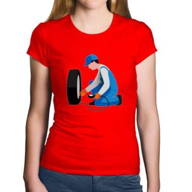 Imagem de Baby Look Algodão Borracharia - Foca na Moda, Vermelho, M