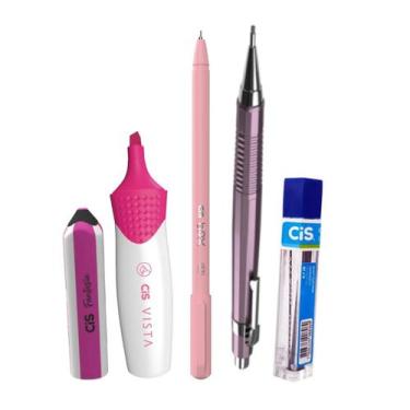 Imagem de Kit 5 Lapiseira Rosa 0.7 + Grafite + BPX + Vista + Borracha - Cis