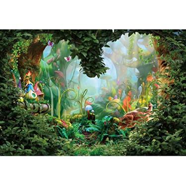 Imagem de Yeele 4,5 x 3 m de fundo de conto de fadas encantado com primavera de 15 m de fundo de floresta, fantasia, borboleta, país das maravilhas para fotografias, princesas, aniversário, chá de bebê, decoração de festa de bebê, adereços para cabine de fotos