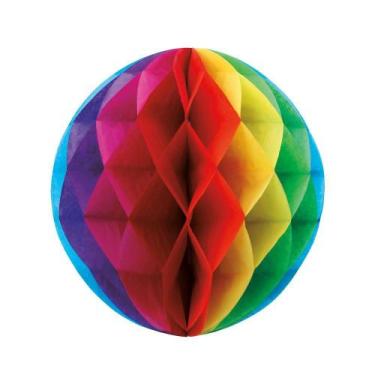 Imagem de Globo Estilo Colmeia Colorido para Decoração de Festas Tematicas 25cm 