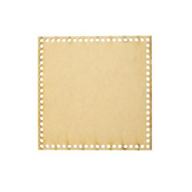 Imagem de Kit 5 Placa Base Quadrada Cesto Fio de Malha Croche 35x35 Mdf Madeira 