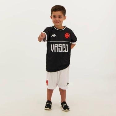Imagem de Kit Infantil Kappa Vasco Supporter 2023 Preto e Branco, 6 ANOS