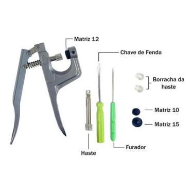 Imagem de Alicate De Pressão Completo Para Aplicar Pregar Botão Plástico Botões 