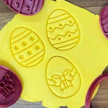 Imagem de Kit 3 Cortador Ovo Páscoa Laço Estrela ZigZag - DOCE IMPRESSO,  6cm