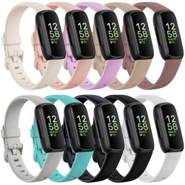 Imagem de Farluya Pacote com 10 pulseiras de silicone macio compatíveis com Fitbit Inspire 3 Tracker, à prova d'água para smartwatch Inspire 3, pulseiras de borracha de liberação rápida para mulheres e homens,