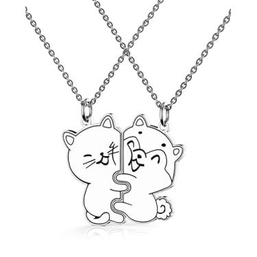 Imagem de Easyski Best Friends Chains BFF Colar 2 3 lindos desenhos animados divididos coração combinando amizade colares presentes para meninas 2 3 adolescentes BFF irmã e membro da família., Small, Aço