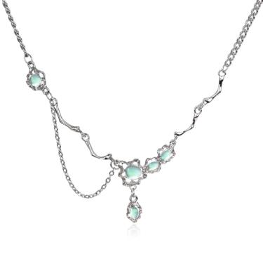 Imagem de JBAERD Colar de pedra da lua/ametista Y2k, corrente com pingente de lágrima, pedra do mês de nascimento, joias de cristal, presentes de aniversário para mulheres, Pedra, Quartzo