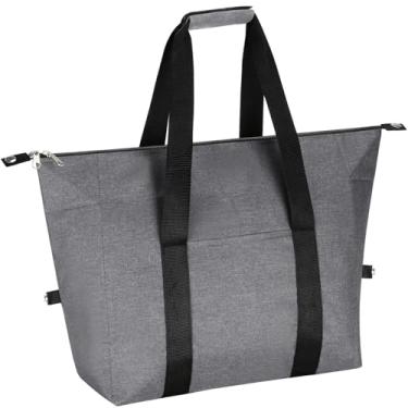 Imagem de Bolsa térmica térmica – bolsa térmica reutilizável, dobrável, isolamento térmico de espuma para alimentos quentes/frios, ideal para entrega, viagens, praia e piqueniques (cinza)