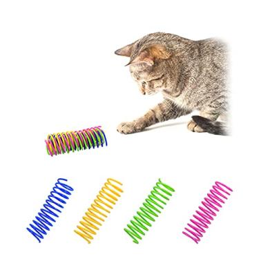 Imagem de WishLotus Brinquedos para gatos de interiores, brinquedo interativo de mola para gatos de 8,5 cm, 4 cores, conjunto de molas grandes, leve, durável, de alta elasticidade, molas espirais para gatos balançarem, caçar para matar tempo (8 peças)