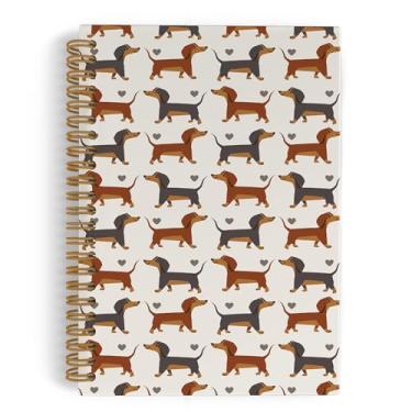 Imagem de QLMX Caderno espiral Dachshund, diário de cachorro Weiner, caderno fofo pautado na faculdade, caderno de capa dura com tema de cachorro para adolescentes e amantes de cães, presentes 14 x 21 cm