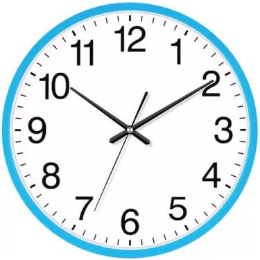 Imagem de LICONG-2020 Relógio de parede para sala de estar, relógio doméstico simples e moderno, relógio de quartzo criativo e personalizado, adequado para salas de estar e escritórios. Relógio (azul, médio)