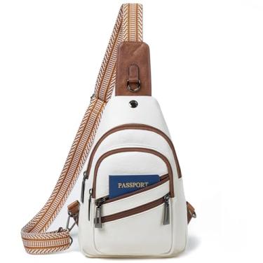 Imagem de Leresas Bolsa tiracolo feminina de couro sintético, bolsa transversal, pochete para viagens, uso diário, férias, Marrom bege