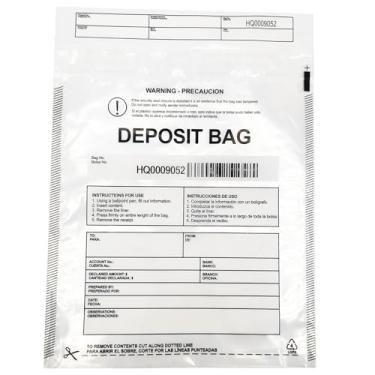 Imagem de Daarcin Saco de depósito de plástico transparente, 100 peças, 23 x 30 cm, bolso bancário, bolsa à prova de adulteração, bolsa de transferência de dinheiro com código de barras e adesivo autovedante,