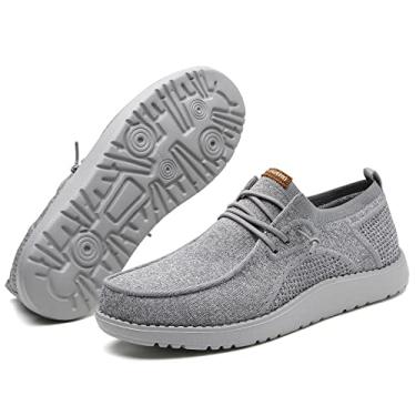 Imagem de ITAZERO Sapatos masculinos extra largos – 4E a 5E bico largo para homens 2GG largura larga pés inchados – Mocassins masculinos e slip-ons com palmilha de suporte de arco para fascite plantar, Cinza