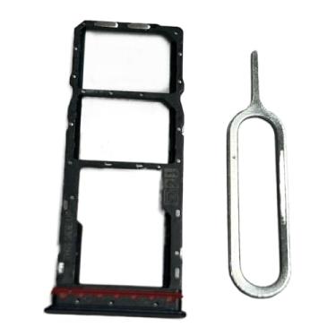 Imagem de zhxchzhi Bandeja de cartão SIM dupla OEM com compartimento + pino compatível com Motorola Moto G32 XT2235 peças pretas