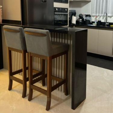 Imagem de Conjunto 03 Banquetas Alta em Madeira Maciça Nápoles Pinhão