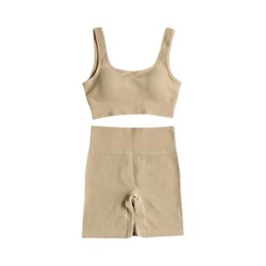 Imagem de Feminino Sexy Sem Costura Conjunto De Yoga Ginásio Wear 2 Pçs Treino C