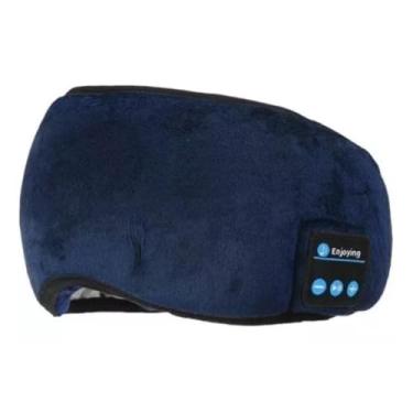Imagem de Tapa Olho Para Dormir Máscara Com Som Bluetooth Fone De Ouvido Dormi Meditar Confortável Carrega Via Usb Cor Cinza Azul Preto (Azul)