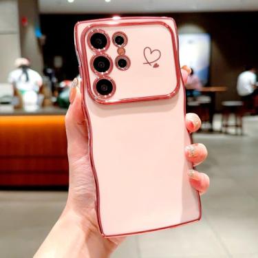 Imagem de Capa de TPU macio revestida para Samsung Galaxy S24 S23 S22 Ultra Plus A55 A54 A15 A14 A25 A35 5G S 24 23 22 A 55 15 Love Heart, rosa, para Samsung S22 Ultra