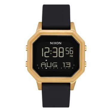 Imagem de NIXON Siren SS A1211 - Ouro/Preto - Relógio esportivo digital feminino resistente à água de 100 m (mostrador de relógio de 36 mm, pulseira de silicone de 18 mm-16 mm)