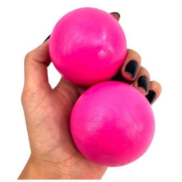 Imagem de Kit 2 Brinquedo Cachorro Bolinha Maciça E Lisa 60mm - BrinqPet,  Rosa