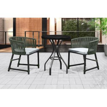 Imagem de Conjunto 2 Poltronas e Mesa Corda Náutica Alumínio Pintado Para Área E