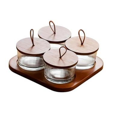 Imagem de ＫＬＫＣＭＳ Bandeja de Madeira com Bowl para Frutas e Snacks, 4 grade