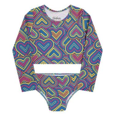 Imagem de Biquíni Infantil Juvenil Manga Longa Com Proteção UV Cropped - Aymee, 