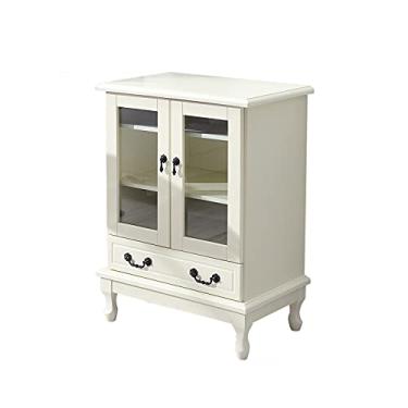 Imagem de LICONG-2020 Armário de vinho de madeira para vinho, branco, simples, moderno, armário lateral multifuncional na cozinha, corredor, sala de estar, armário para armazenar bebidas alcoólicas