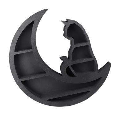 Imagem de Prateleira de Madeira da Lua, Prateleira de Cristal, Prateleiras Penduradas na Parede de Armazenamento de Cristal, Prateleira de Cristal de Prateleira de Madeira Compensada para