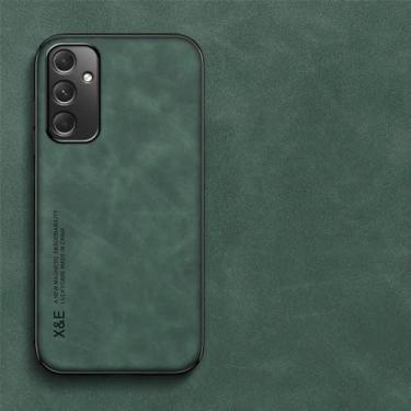 Imagem de HPQWN Capa de couro magnética para Samsung Galaxy S24 S23 Ultra FE S22 Plus A35 A53 A54 A55 Capa macia com placa de metal embutida, verde, para Samsung S22