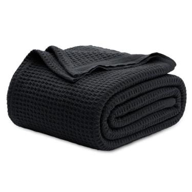Imagem de Manta Bedsure King Size 100% Algodão Waffle - Preta