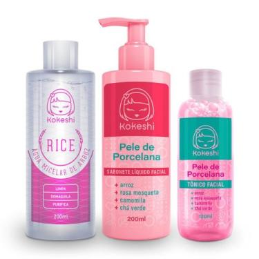 Imagem de Kit Limpeza Facial Kokeshi Agua Micelar Tônico E Sabonete